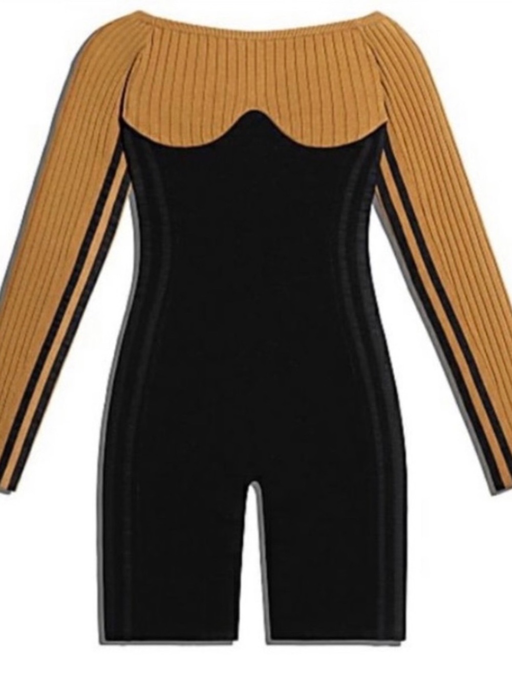 IVY PARK Black and Tan Long-Sleeve Bodysuit